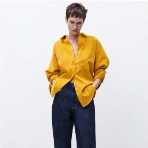 Zara Button Lined-waled Corduroy Shirt - Picture 2 of 12